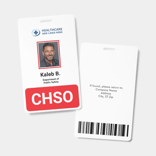 Badge Grande Identification Photographique de Sécurité P (Avant & arrière)