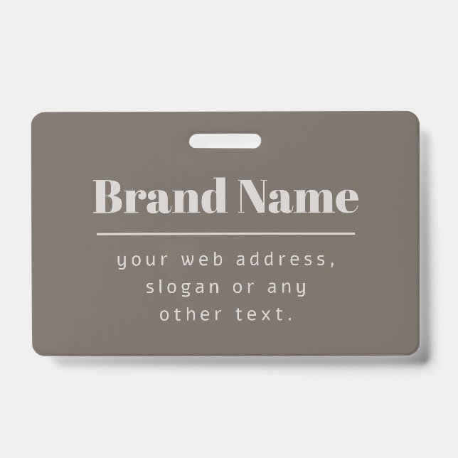 Badge Gras moderne foncé & clair Beige Marque ou Entrepr (Face)