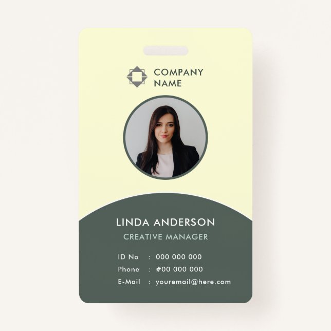 Badge Green Yellow Employee Photo ID Company Logo Fresh (Devant)