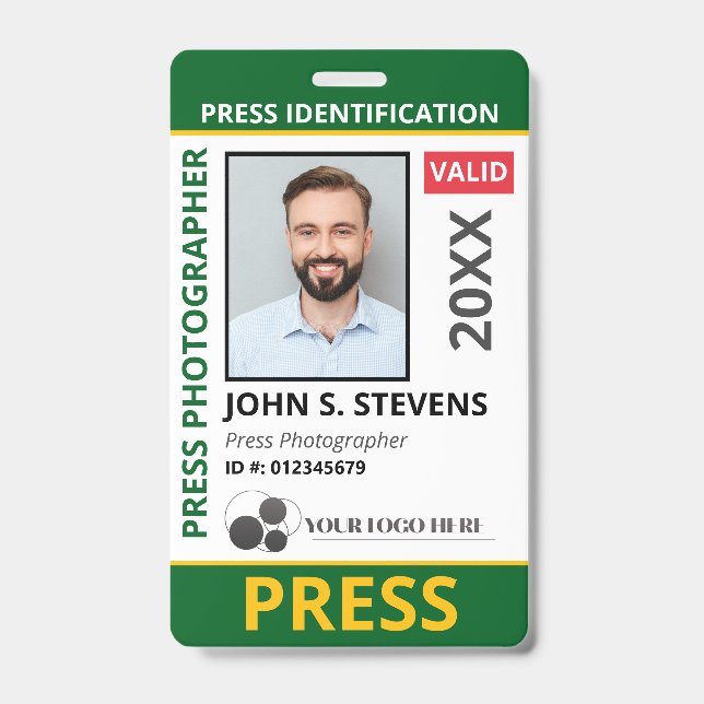 Badge Green Yellow Photo & Logo Press ID QR Code (Avant)