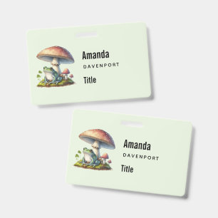 Badge Grenouille sous un champignon Mignon Nature Entrep