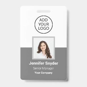 Badge Gris, carte d'identité photo de l'employé avec cod