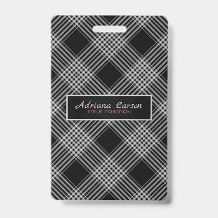 Badge Gris et carreaux noirs