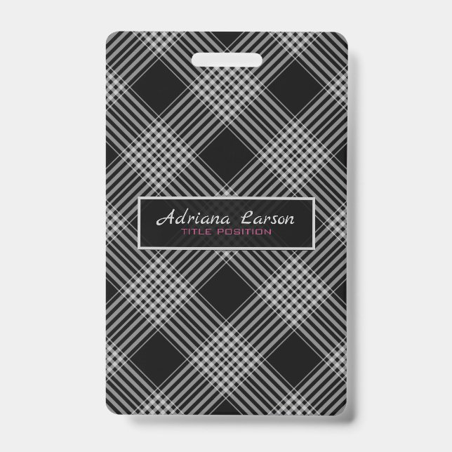 Badge Gris et carreaux noirs (Avant)