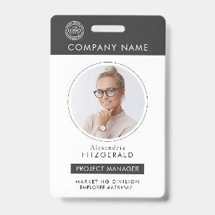 Badge Gris ID photo de l'employé Sécurité de la sociét