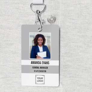 Badge Gris Logo employé photo ou code QR de sécurité