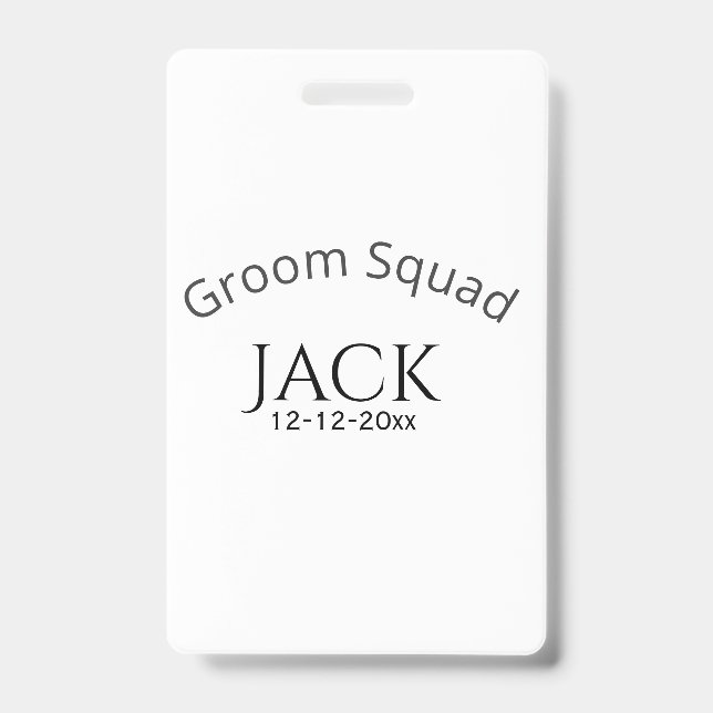Badge Groom squad name date year bold letter bachelorett (Face)