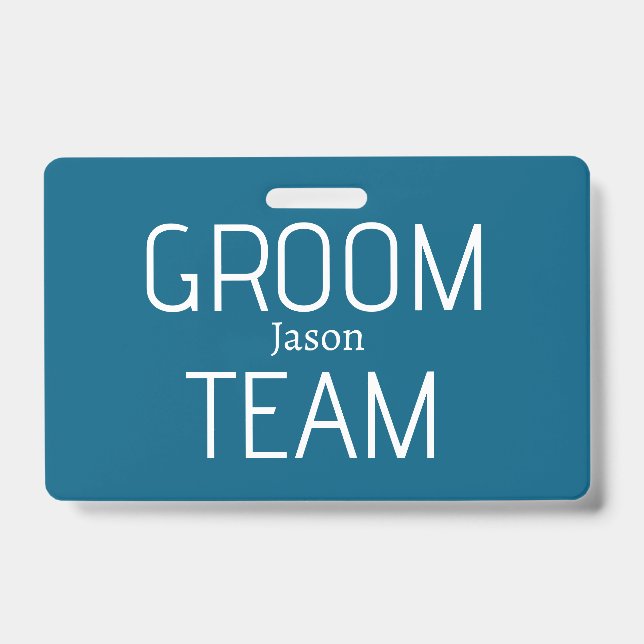 Badge groomsman bold groom team gray blue white bachelor (Avant)