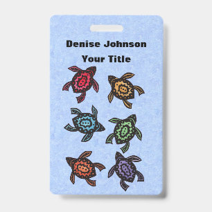 Badge Groupe de Tortues Fantastiques Coquilles Colorées