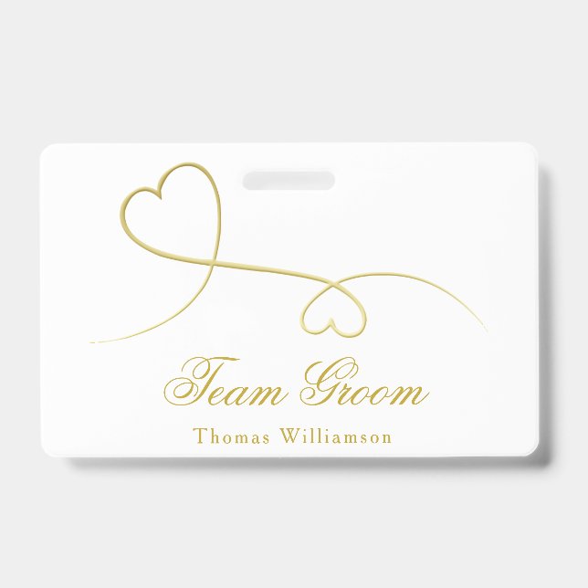 Badge Groupe d'équipe | Deux Mariage Gold Hearts (Avant)