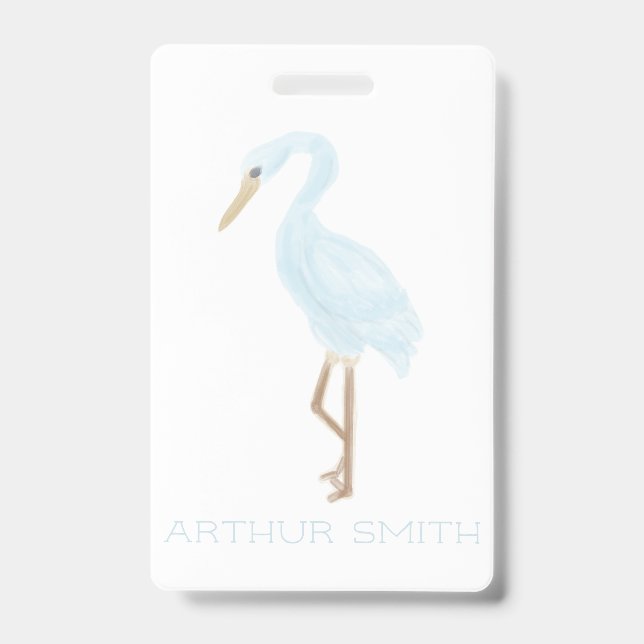 Badge Grue bleue aquarelle (Avant)