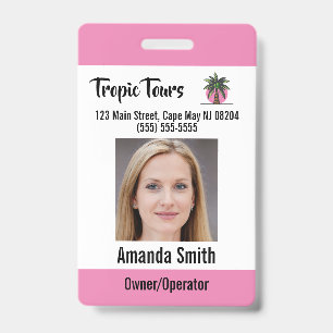 Badge Guide du Tour - ID photo rose