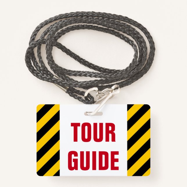 Badge "GUIDE TOURISTIQUE" + Insigne noir et jaune de (Devant avec lanière)