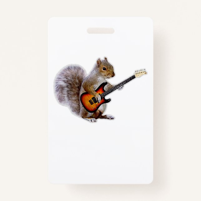 Badge Guitare Lover | Écureuil Jouant de la guitare (Devant)