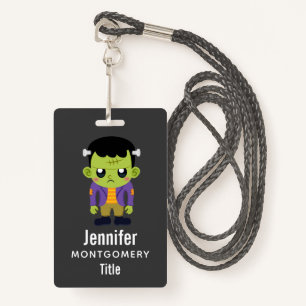 Badge Halloween monstre Frankenstein Green