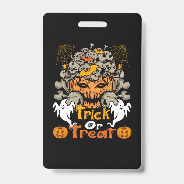 Badge Halloween Trick Ou Treat Anniversaire (Avant)