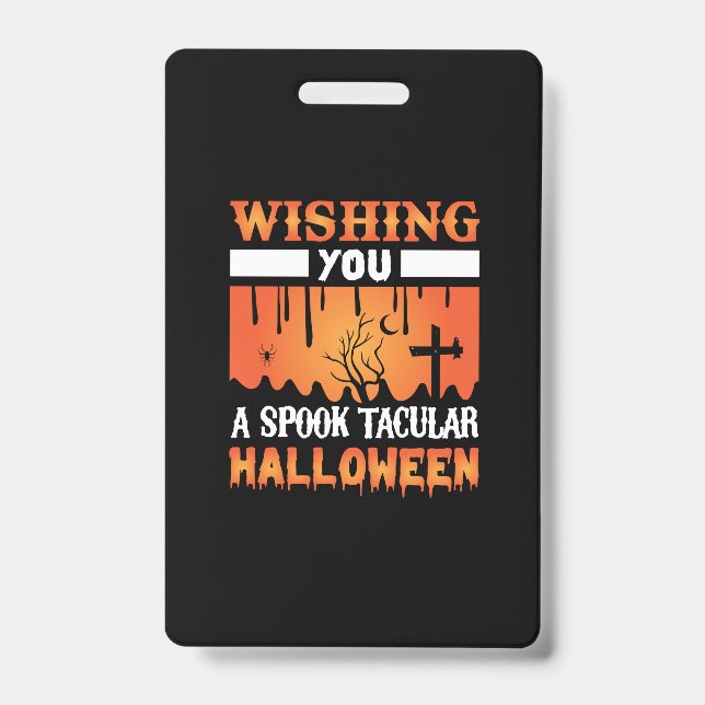 Badge Halloween vous souhaite un Halloween effrayant (Avant)