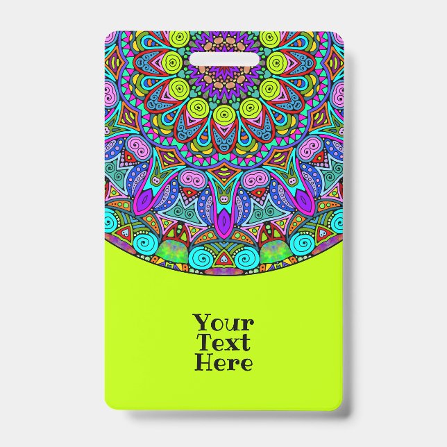 Badge Hand Painting Mandala Clock Face 4 (Avant)