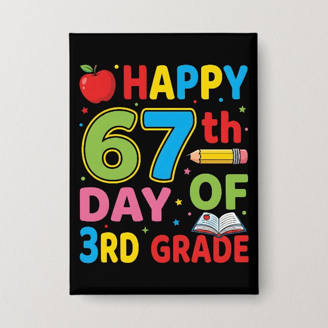 Badge Happy 67th Day of School Teacher Cute Classroom (Recto)