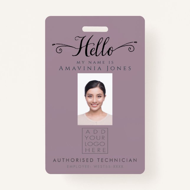 Badge Hello Business Photo ID Identification Plastic (Devant)