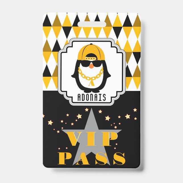 Badge Hip hop Penguin Cool Kid Photo Pass VIP  (Avant)