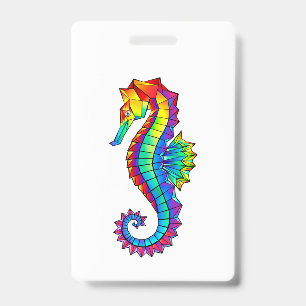 Badge Hippocampe Polygonal Arc-en-Ciel
