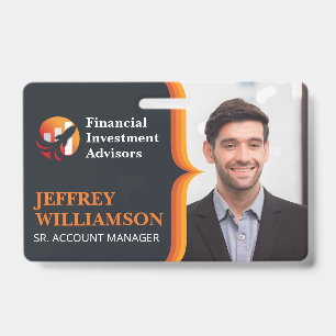 Badge Homme d'affaires souriant Logo Finance Code-ba