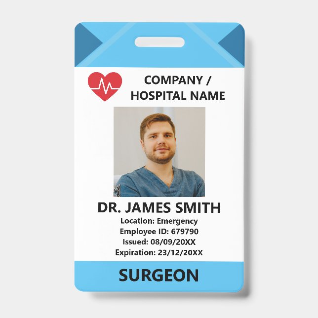 Badge Hospital Doctor Nurse Care Security Photo ID (Face)