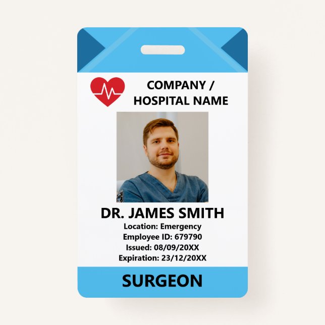 Badge Hospital Doctor Nurse Care Security Photo ID (Devant)