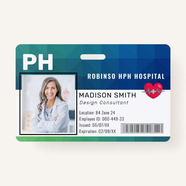 Badge Hospital Medical Employee Photo ID  (Devant)
