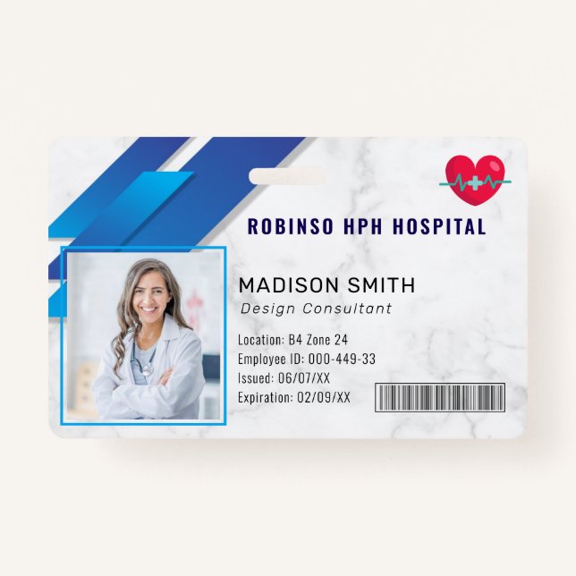 Badge Hospital Medical Employee Photo ID  (Devant)