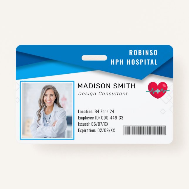Badge Hospital Medical Employee Photo ID  (Devant)