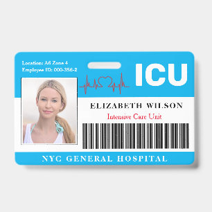 Badge ICU  Intensive Care Unit ID photo de l'employé