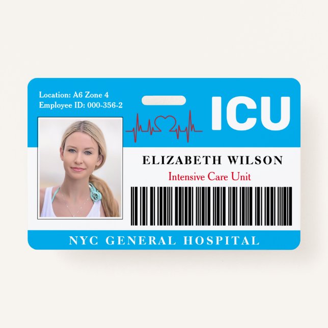 Badge ICU| Intensive Care Unit ID photo de l'employé (Devant)