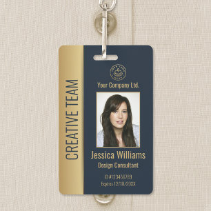 Badge ID bleu employé d'entreprise personnalisé
