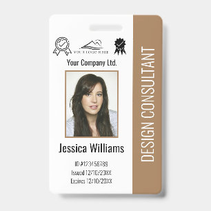 Badge ID Brown d'employé d'entreprise personnalisé moder