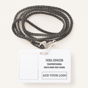 Badge ID code-barres photo du logo simple de l'employé