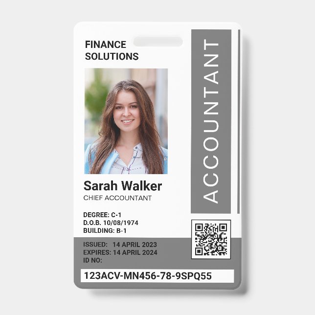 Badge ID comptable avec le collaborateur de bureau photo (Avant)