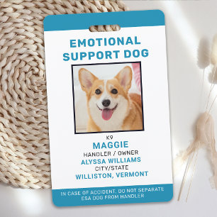 Badge ID de chien de soutien émotionnel Photo personnali