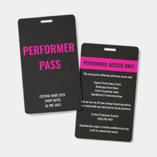 Badge ID de concert d'artiste interprète personnalisé Ro