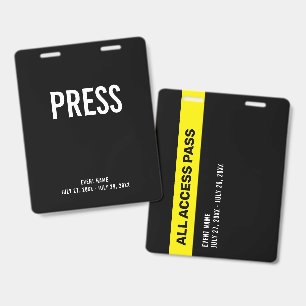 Badge ID de couverture d'événement Press All Access Pass