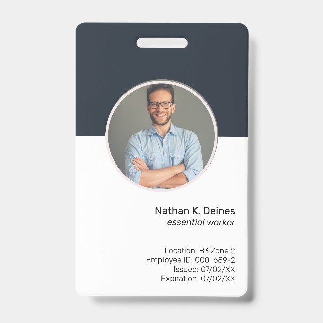 Badge ID de la Marine | ID photo d'employé Sécurité d'en (Avant)
