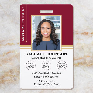 Badge ID de l'agent de signature de notaire de style cla