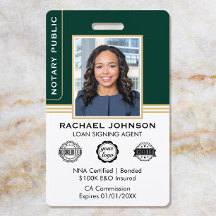 Badge ID de l'agent de signature de notaire de style cla