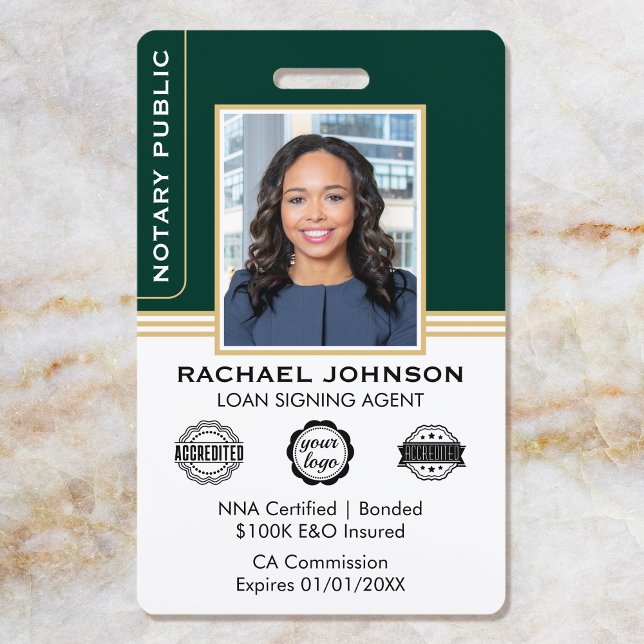 Badge ID de l'agent de signature de notaire de style cla (Créateur téléchargé)