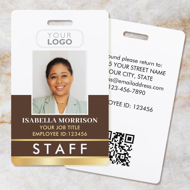 Badge ID de l'employé du personnel Nom Logo Dégradé Or M (Créateur téléchargé)