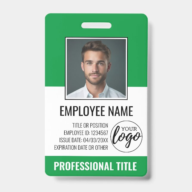 Badge ID de l'employé - Photo, Logo, Titre - Plastique p (Avant)