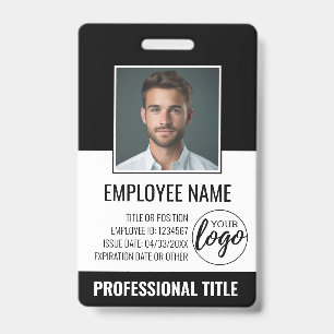 Badge ID de l'employé - Photo, Logo, Titre - Plastique p