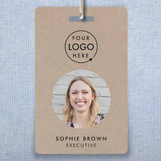 Badge ID de l'entreprise Rustic Kraft | QR code employé  (Rustic Kraft company branded staff ID badges for business networking & employee identification.)