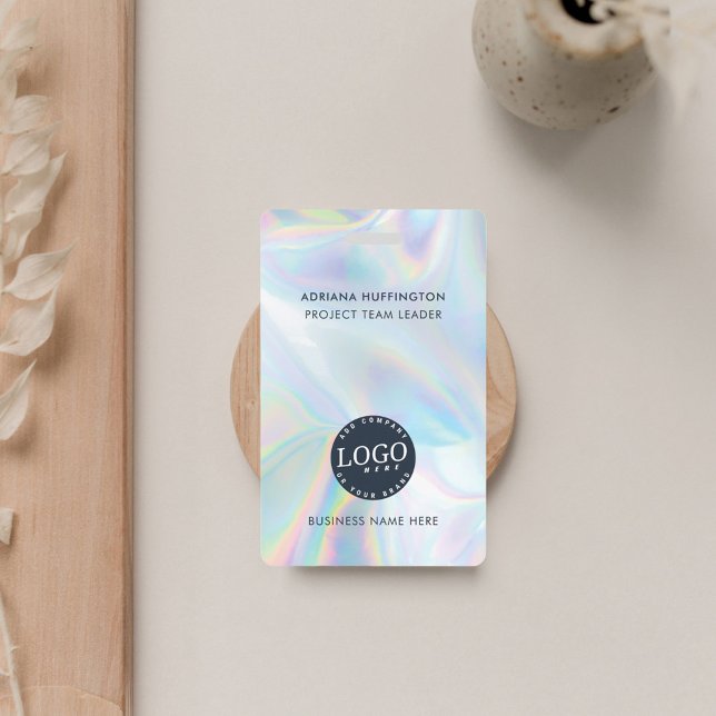 Badge ID de logo de l'entreprise Employé holographique (Business Logo Minimalist Holographic Employee ID Badge)
